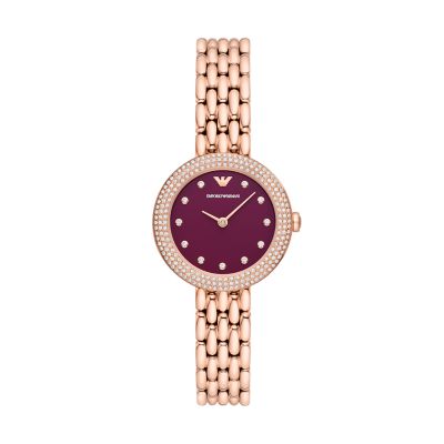 Emporio Armani Two-Hand Rose Gold Stainless Steel Watch