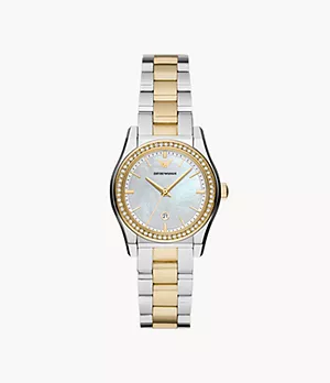 Emporio Armani Three-Hand Date Two-Tone Stainless Steel Watch
