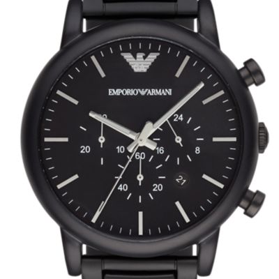Montre Emporio Armani chronographe en acier inoxydable, noire, pour homme