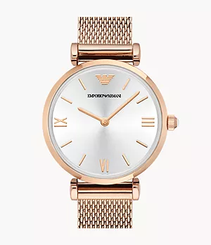 Emporio Armani Women's Two-Hand Rose Gold-Tone Stainless Steel Watch