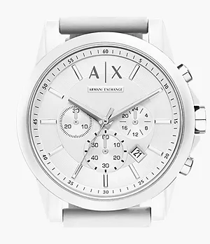 Armani Exchange Chronograph White Silicone Watch