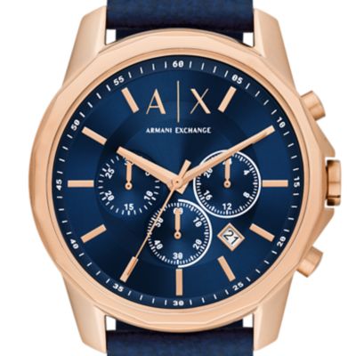 Armani Exchange Chronograph Blue Leather Watch