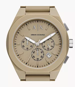 Armani Exchange Chronograph Brown Silicone Watch