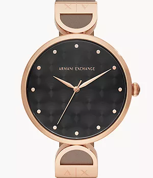 Armani Exchange Three-Hand Matte Gray Leather Watch