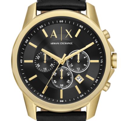 Armani Exchange Geschenkset Uhr Chronograph Leder schwarz