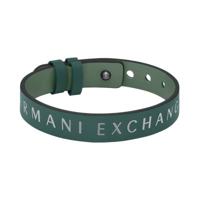 Bracelet réversible Armani Exchange en cuir, vert