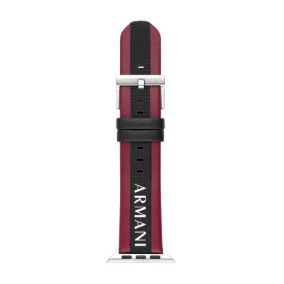 Armani Exchange Red Leather and rPET Band For Apple Watch®, 42mm/44mm/45mm