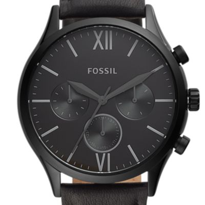 Fenmore Multifunction Black Leather Watch