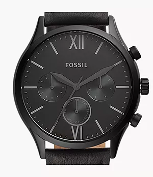 Fenmore Midsize Multifunction Black Leather Watch
