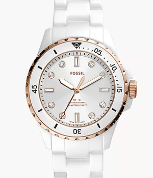 FB-01 Three-Hand White Ceramic Watch