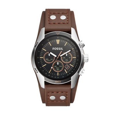 Montre Coachman chronographe en cuir Brun