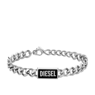 Diesel Armband Logoplakette Achat schwarz