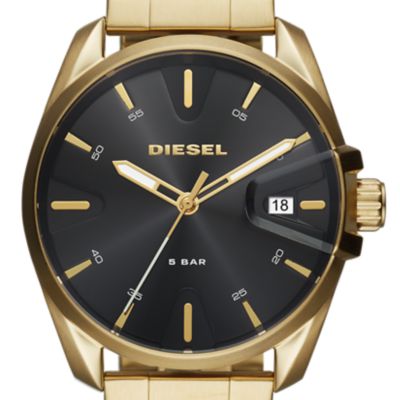 Diesel Men's MS9 Three-Hand Date Gold-Tone Steel Watch