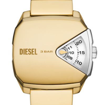 Montre D.V.A. Diesel à trois aiguilles en acier inoxydable, doré