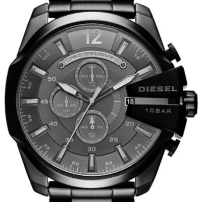 Diesel Men's Mega Chief Chronograph Black Steel Watch
