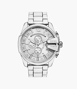 Diesel Mega Chief Chronograph White and Stainless Steel Watch