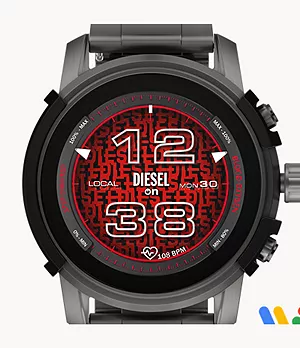 Diesel Griffed Gunmetal-Tone Stainless Steel Smartwatch