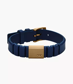 Emporio Armani Stainless Steel and Blue Silicone ID Bracelet