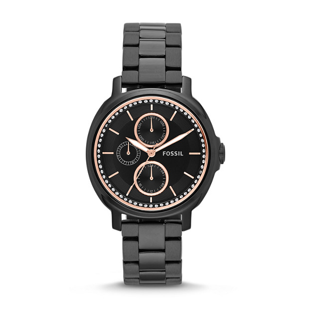Chelsey Multifunction Black Stainless Steel Watch - Fossil