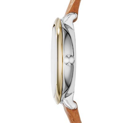 Jacqueline Mini Tan Leather Watch Fossil