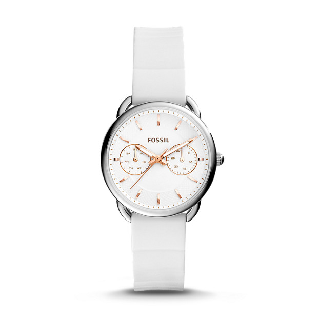 Tailor Multifunction White Silicone Watch - Fossil