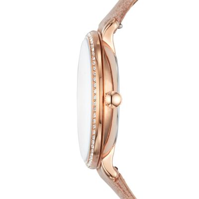 Jacqueline ThreeHand Date Sand Leather Watch Fossil