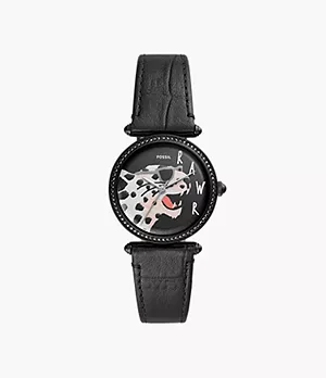 Lyric Three-Hand Black Leather Watch