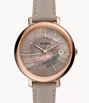 Jacqueline Solar-Powered Gray Leather Watch