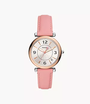Carlie Three-Hand Date Pink Eco Leather Watch