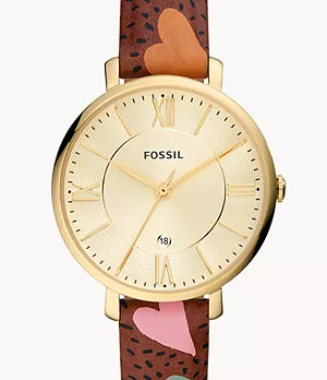 Jacqueline Three-Hand Date Brown Eco Leather Watch