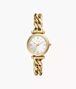 Reloj Carlie de acero inoxidable en tono dorado con tres agujas