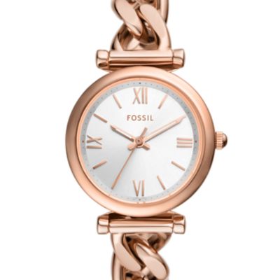 Reloj Carlie de acero inoxidable en tono oro rosa con tres agujas