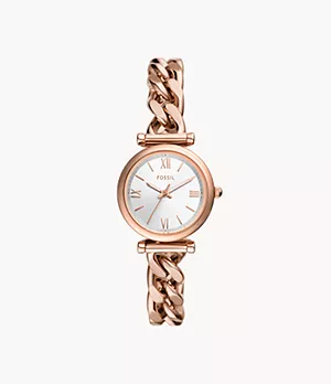 Reloj Carlie de acero inoxidable en tono oro rosa con tres agujas
