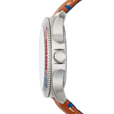 Wakefield Tan Leather Watch Fossil