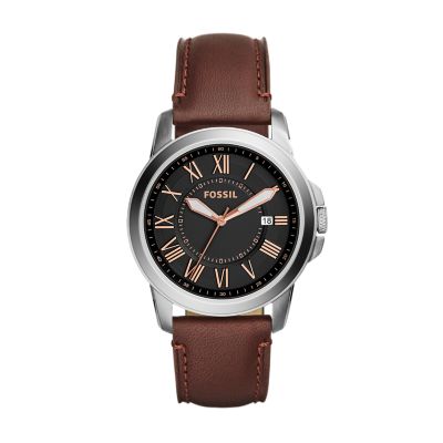 fossil grant chronograph leather watch
