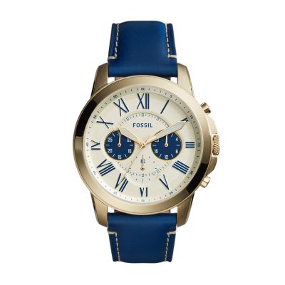 fossil grant chronograph blue