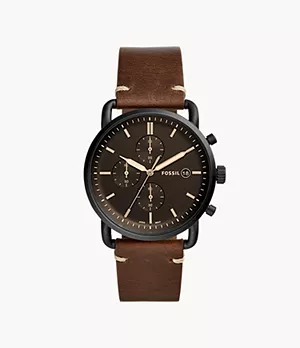 The Commuter Chronograph Brown Leather Watch
