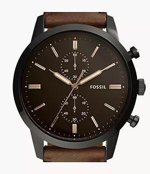 Townsman 44 mm Chronograph Brown Leather Watch