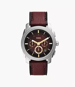 Machine Chronograph Burgundy Eco Leather Watch
