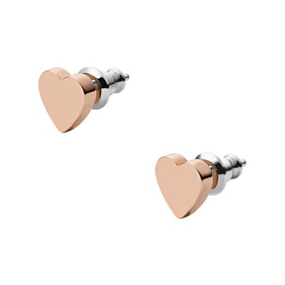 Rose GoldTone Heart Studs Fossil
