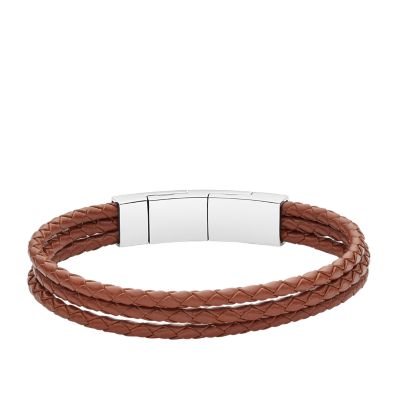 Light Brown MultiStrand Leather Bracelet Fossil