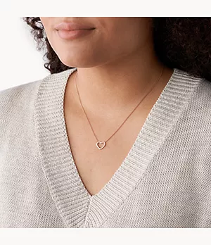 Sutton Open Heart Rose Gold-Tone Stainless Steel Necklace