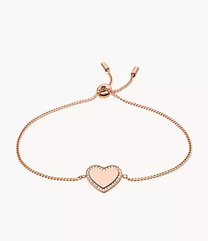 Lane Be Mine Rose Gold-Tone Stainless Steel Heart Chain Bracelet
