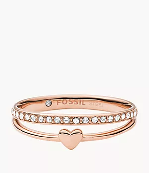 Drew Hearts To You Rose Gold-Tone Stainless Steel Band Ring