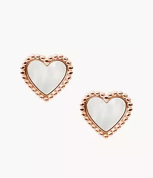 Val I Heart You Mother-of-Pearl Stainless Steel Stud Earrings