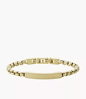 Vintage Casual Engravable Gold-Tone Stainless Steel ID Bracelet