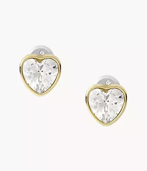 Sutton Valentine Heart Gold-Tone Stainless Steel Stud Earrings