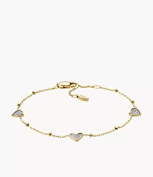 Sutton Classic Valentine Gold-Tone Stainless Steel Heart Station Bracelet