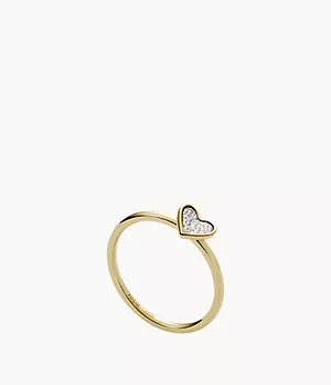 Sutton Classic Valentine Gold-Tone Stainless Steel Heart Center Focal Ring