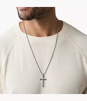 Meaningful Moments Stainless Steel Cross Pendant Necklace